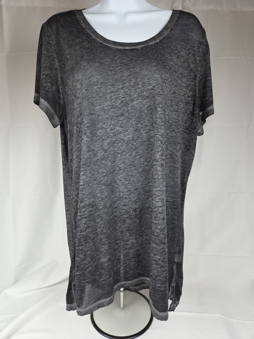 Indigo Washed Charcoal Short Sleeve Scoop Tee